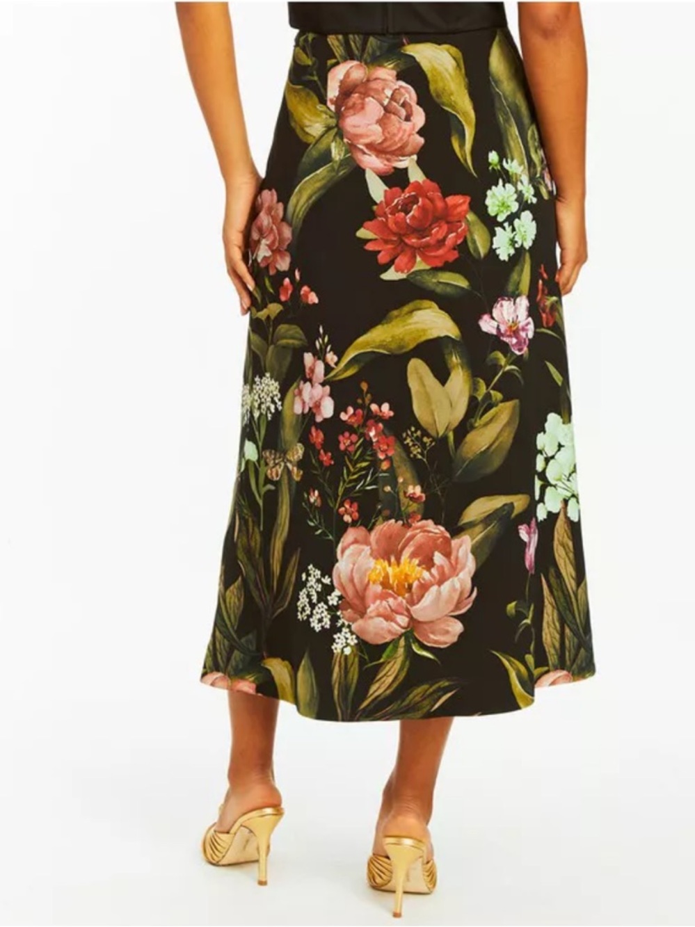 Mestiza New York Althea Black Floral Midi Skirt
